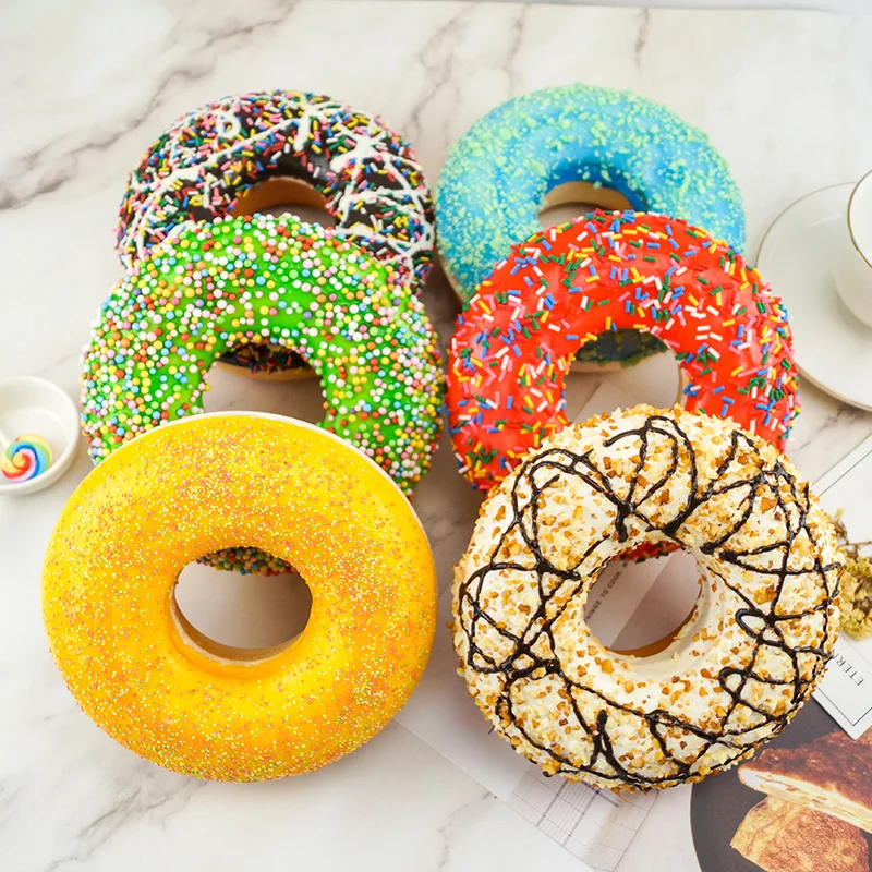 1pc Simulation 17cm Fake Large Donuts Cake Round Bread Props Baking Cake Shop Pendant Holiday Family Gathering Table Decoration