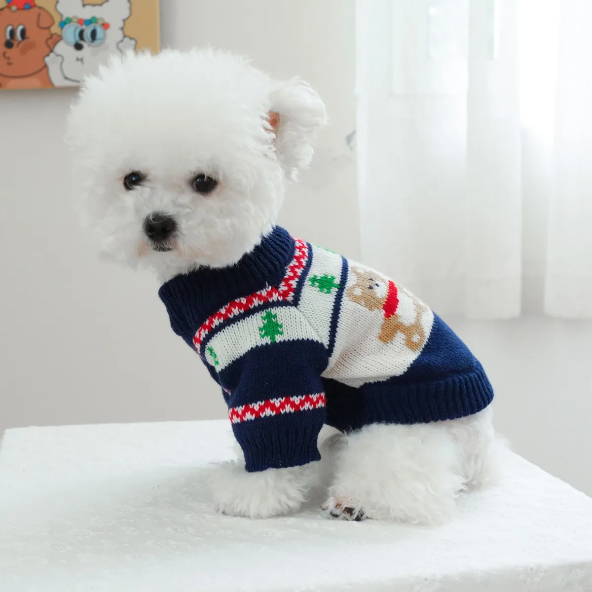 

Forest Bear Puppy Knit Sweater Teddy Winter Warm Sweater Yorkshire Casual Pullover Cartoon Dog Clothes