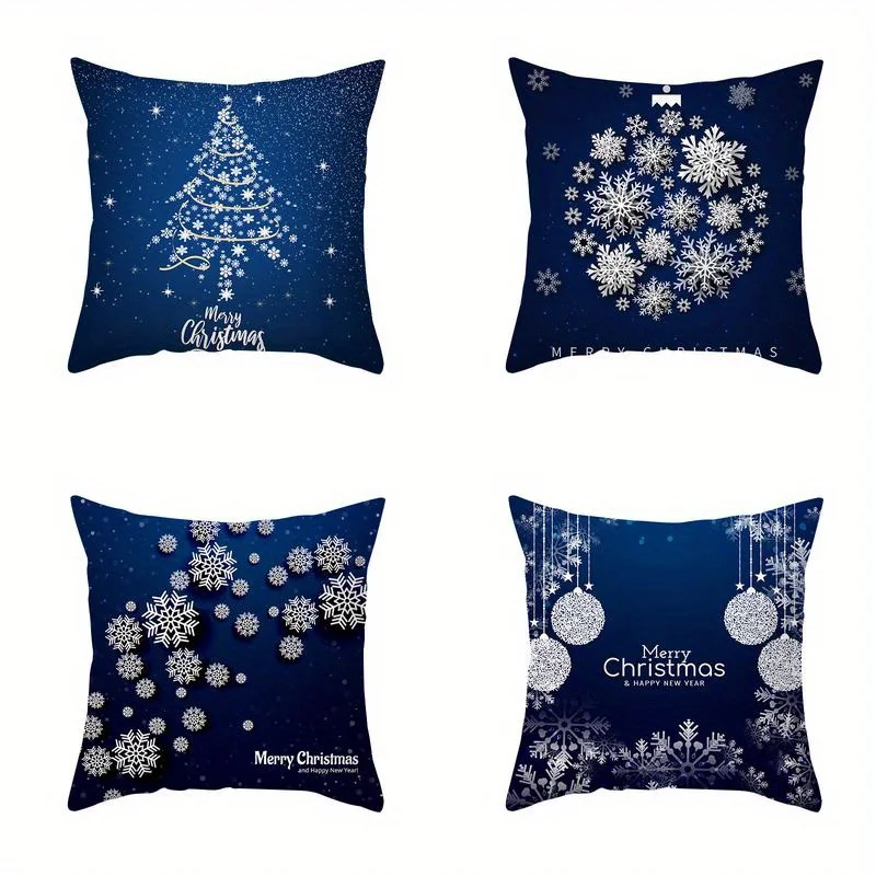 

Home Decor Christmas Snowflake Patterned Pillow Covers Pattern Cushion Cover Suitable For Sofa Bedroom Car Pillow Cover