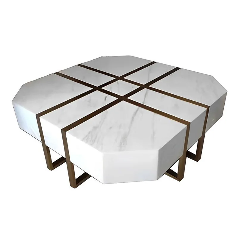 

Square coffee table furniture light luxury stainless steel marble post-modern simple living room creative special-shaped tea tab