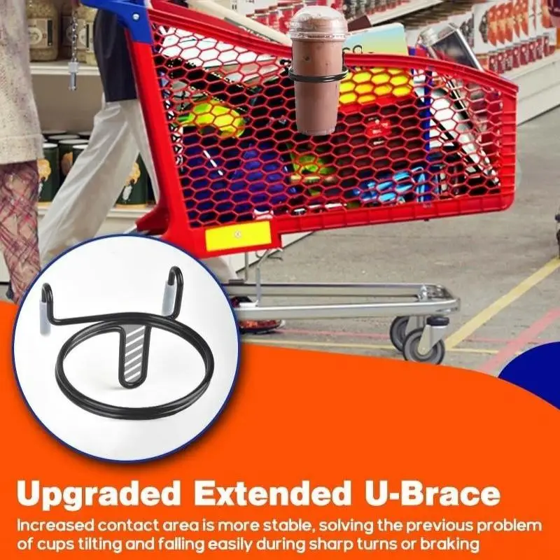 Portable Shopping Cart Cup Holder Fit for Cans Bottles Cups Hanging Drink Stand for Coffee Grocery Shopping Trips