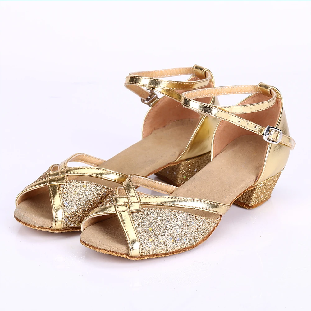 Girls Princess Shoes Sequined Latin Dance Shoes Peep-Toe Sandals Pumps with 3cm Heel  Pearl Crystal Bling Kids School/Team Shoes