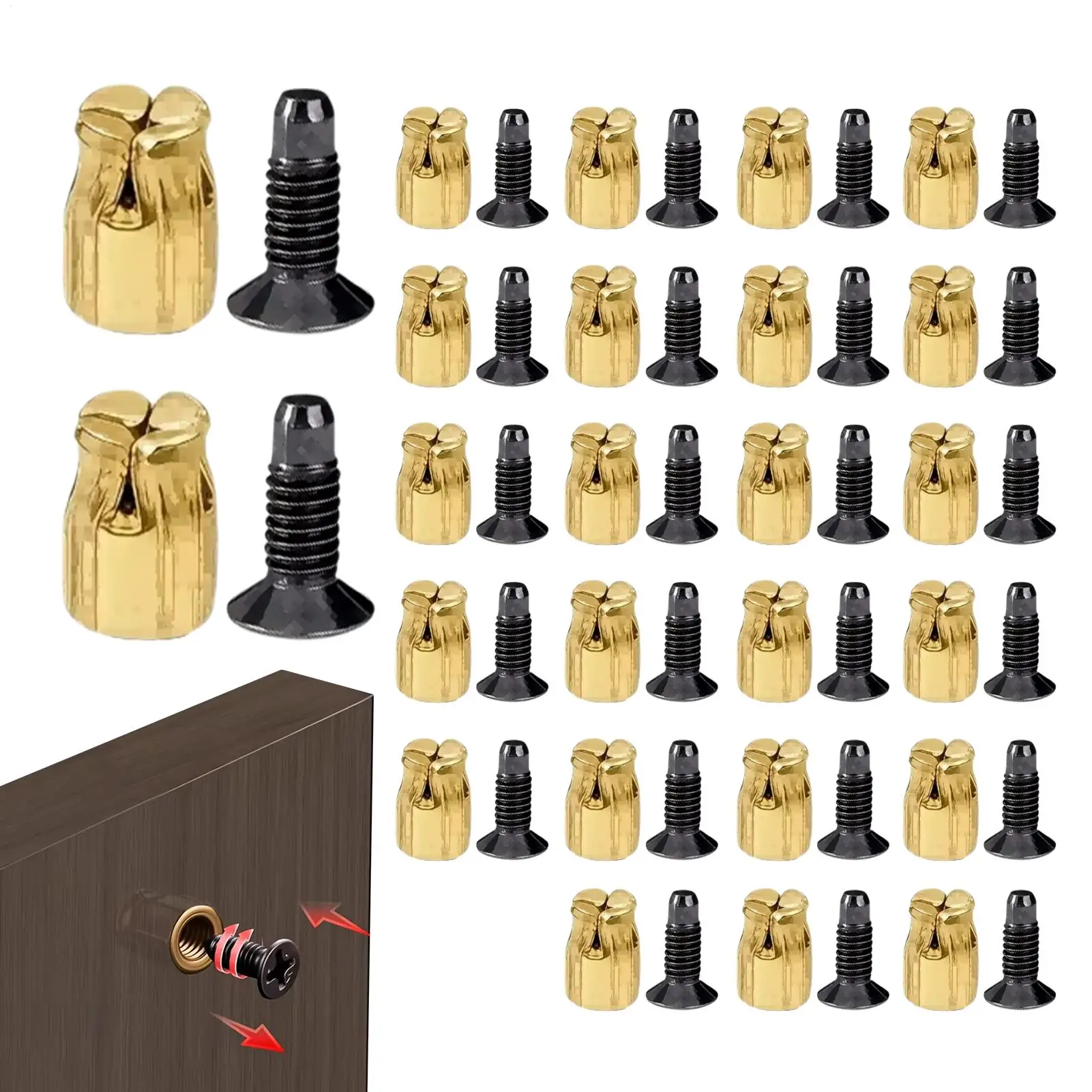 25PCS Hinge Screw Hole Repair Kit Expansion AnchorInserts For Stripped Holes, Heavy Duty Cabinet Door Furniture Fix