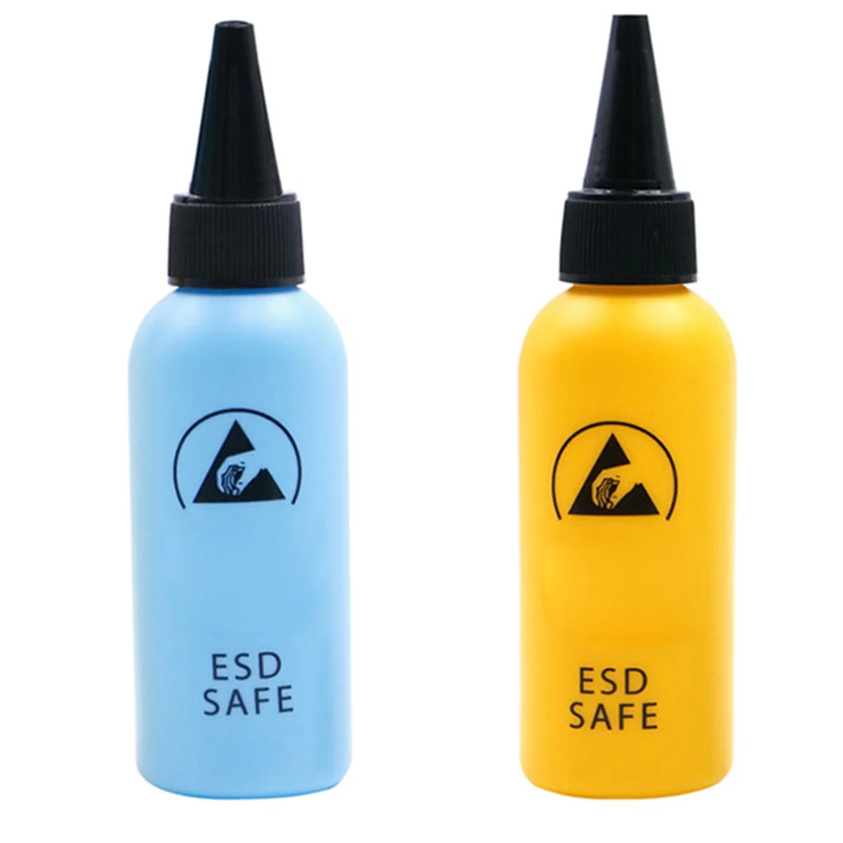 2pcs 60ML ESD Dispenser Plastic Solvent Bottle High Quality Leak Proof Needle Bottle for Glue Removal ,Blue+Yellow