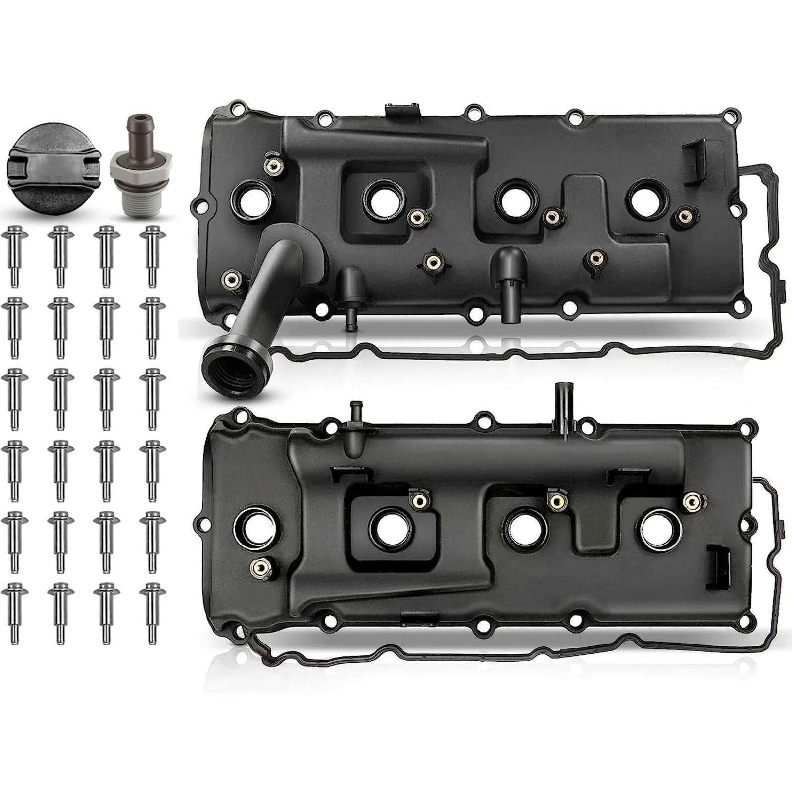 US  Engine Valve Cover Set, with Gasket & Oil Filler Cap & Bolts, Compatible with 2006-2017, Nissan Armada Pathfinder Titan