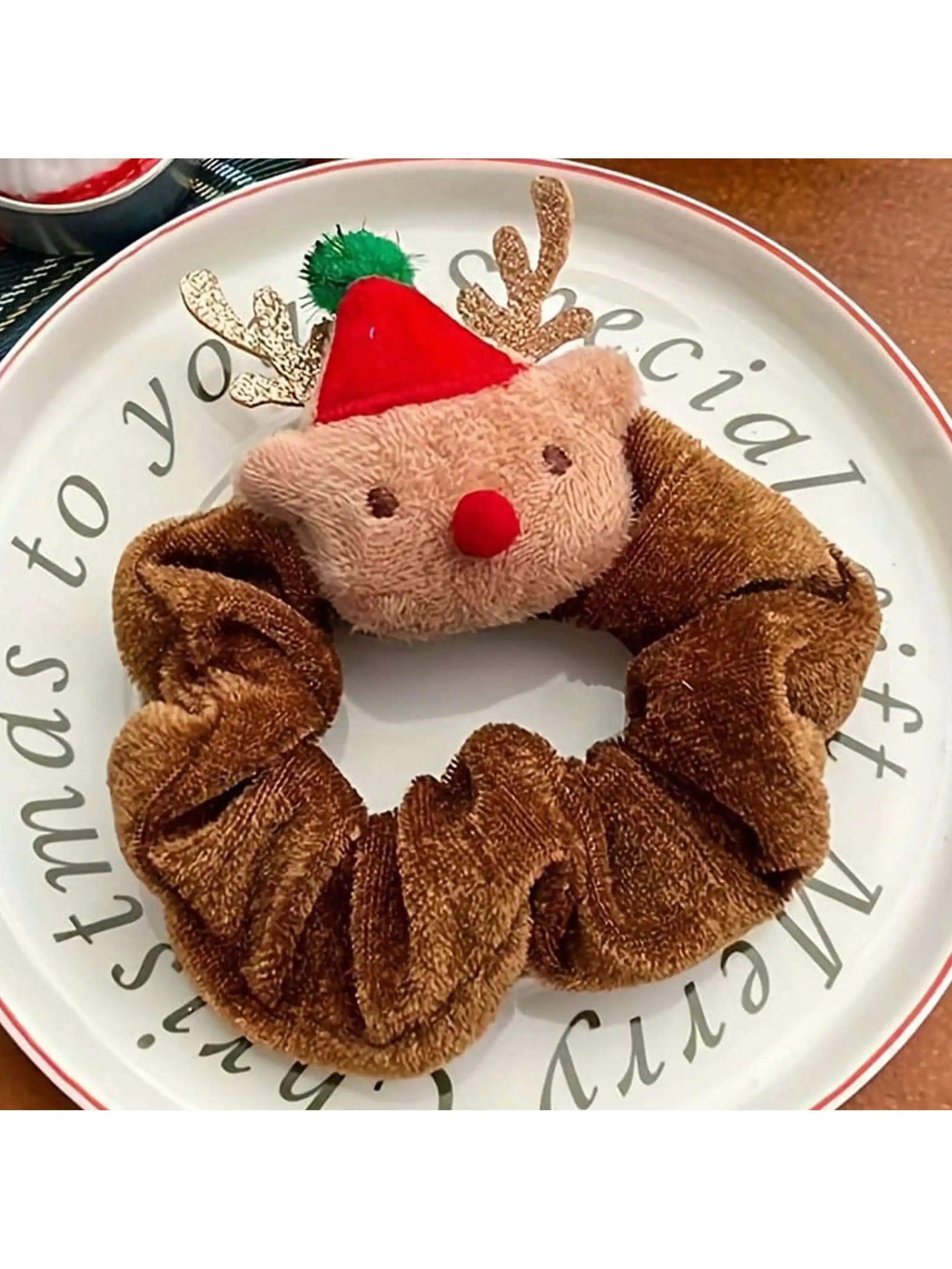 قطعة واحدة من ربطة شعر عيد الميلاد الاحتفالية - ربطة شعر بتصميم سانتا كلوز والرنة، ربطة شعر مرنة متينة لحفلات العطلات، يوميًا #4