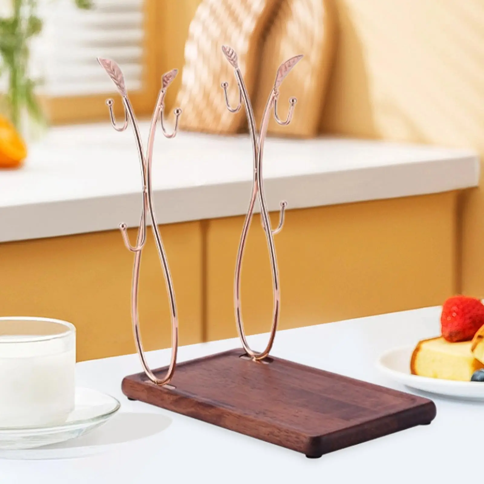 

Tea Cup Storage Rack 6 Hanger Mug Draining Organizer Coffee Mug Holder Tree Stand for Office Kitchen Table Living Room Cabinet