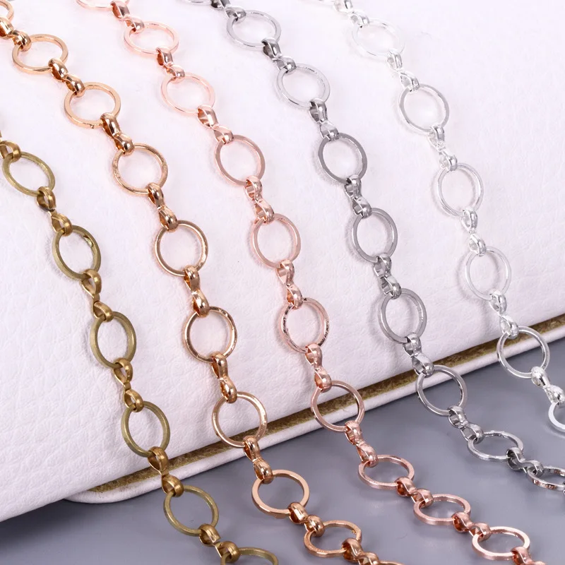 1 Meter 8mm Necklace Chain Silver Gold Copper Round Link Big Chains Bracelet Chain for Jewelry Making DIY Craft Wholesale