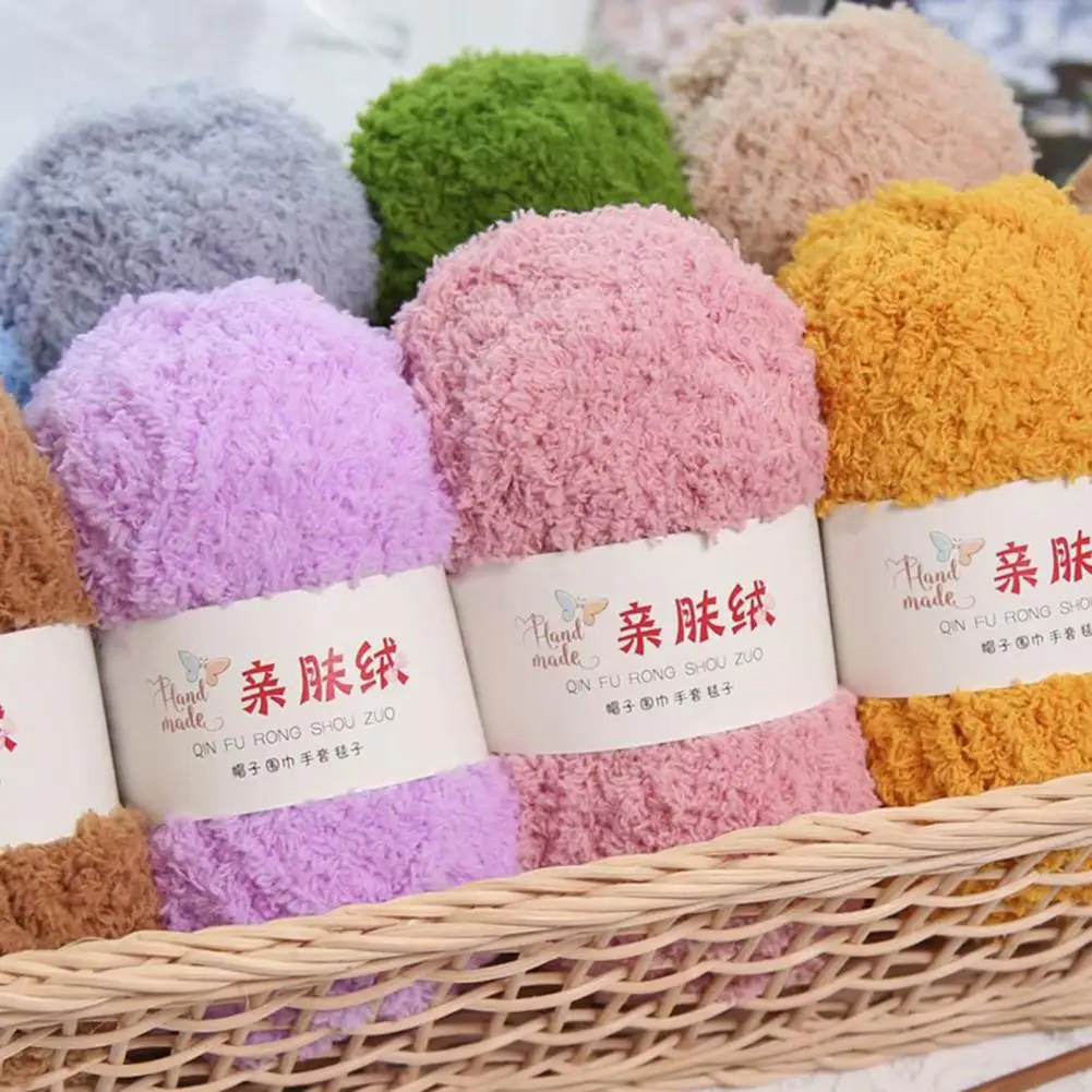 1 Roll 50g Fleece Thread 3 Strands Hand Knitting Woven Yarn Solid Color DIY Scarf Sweater Crochet Hand Knitting Thick Line Yarn