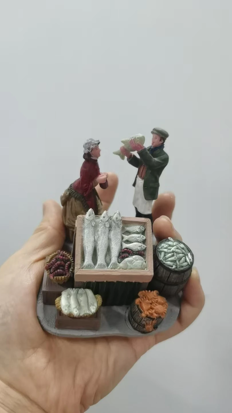 Resin figure mental psychological sand table game box court therapy fresh fish stall