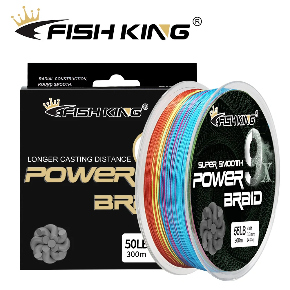 FISH KING 500M 300M PE Braided Fishing Line 9 Strand 20-100LB Multifilament Fishing Line for Carp Fishing Wire