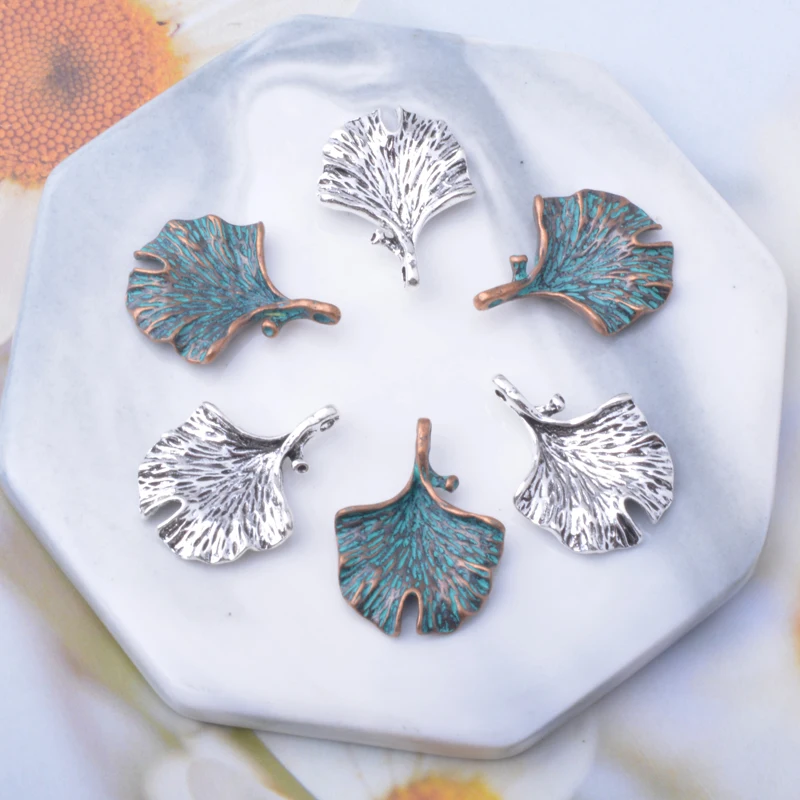 10pcs Bohemian style Antique bronze Ginkgo Charms Metal Pendants DIY Making Earrings Women Jewelry