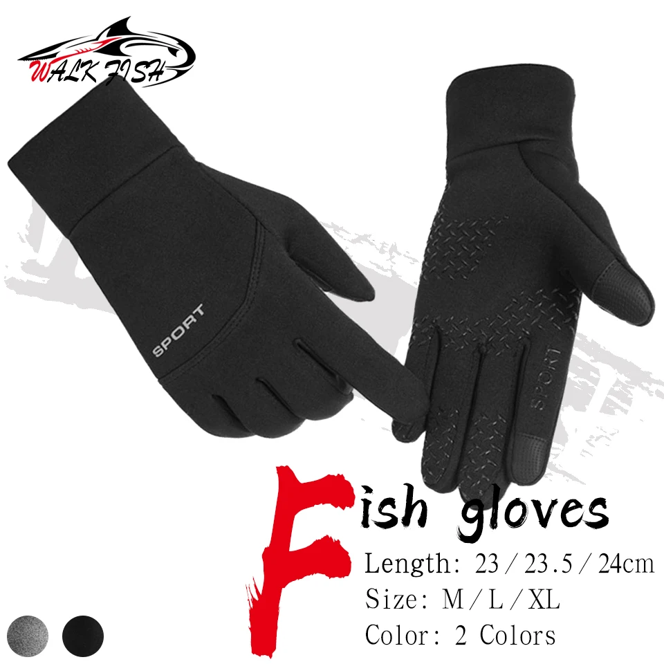 Walk Fish elastische rutsch feste Angel handschuhe sowie wind dichtes Stretch gewebe aus Samt, warmes, glattes Touchscreen-Erlebnis, Sport handschuhe