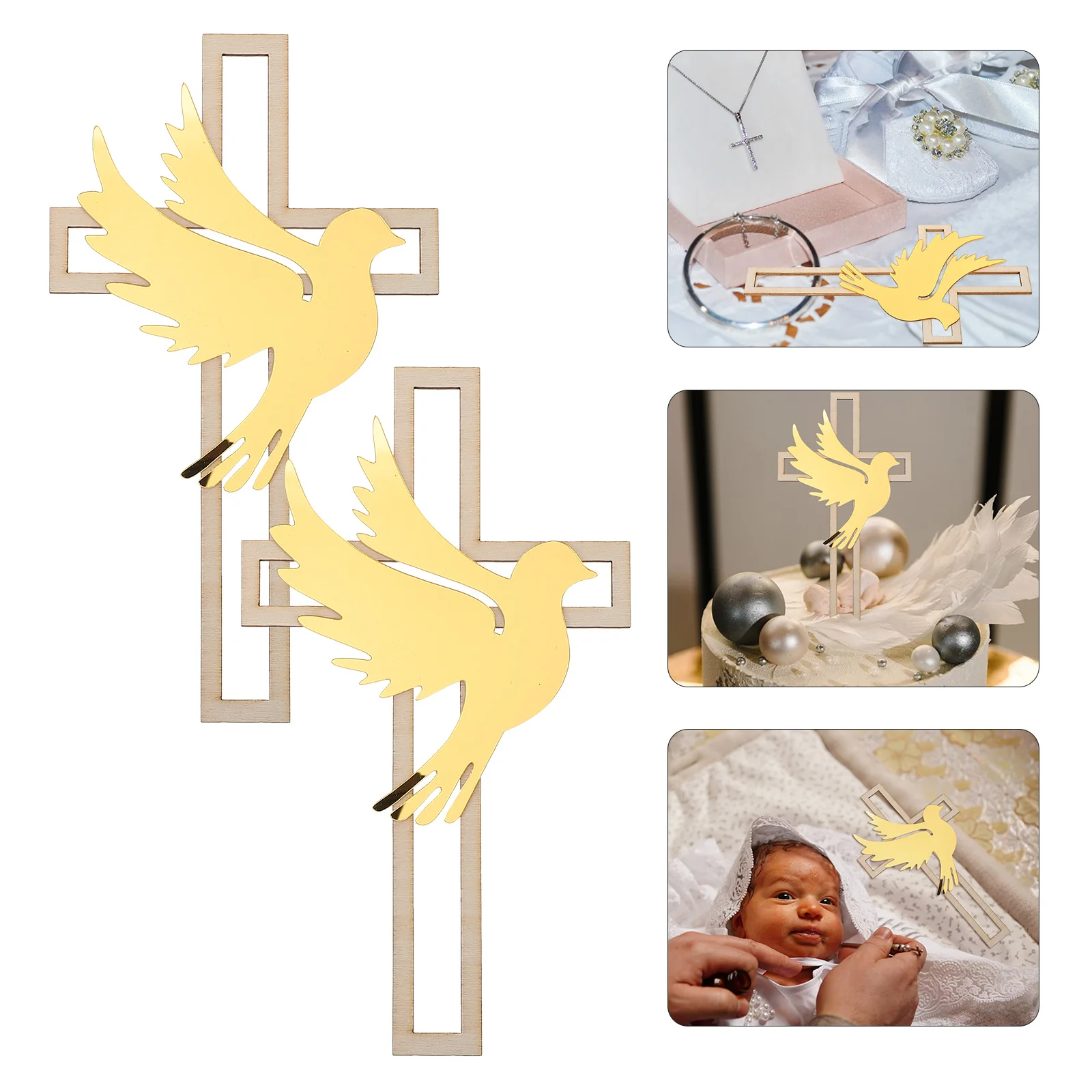 

2pcs Acrylic Cross Cross Cupcake Toppers For Birthday Wedding Party Cake Decorations Lightweight Creative Dessert Toppers For