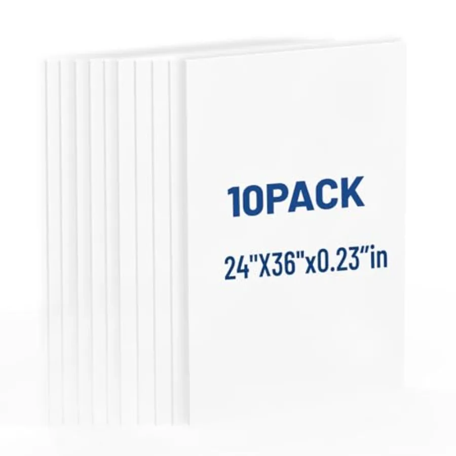 

Foam Board 24 x 36 in 3/16" 5mm - 10 Pack White Poster Board Double Sided Sign Board Foam Board for Mounting Crafts Paintings A