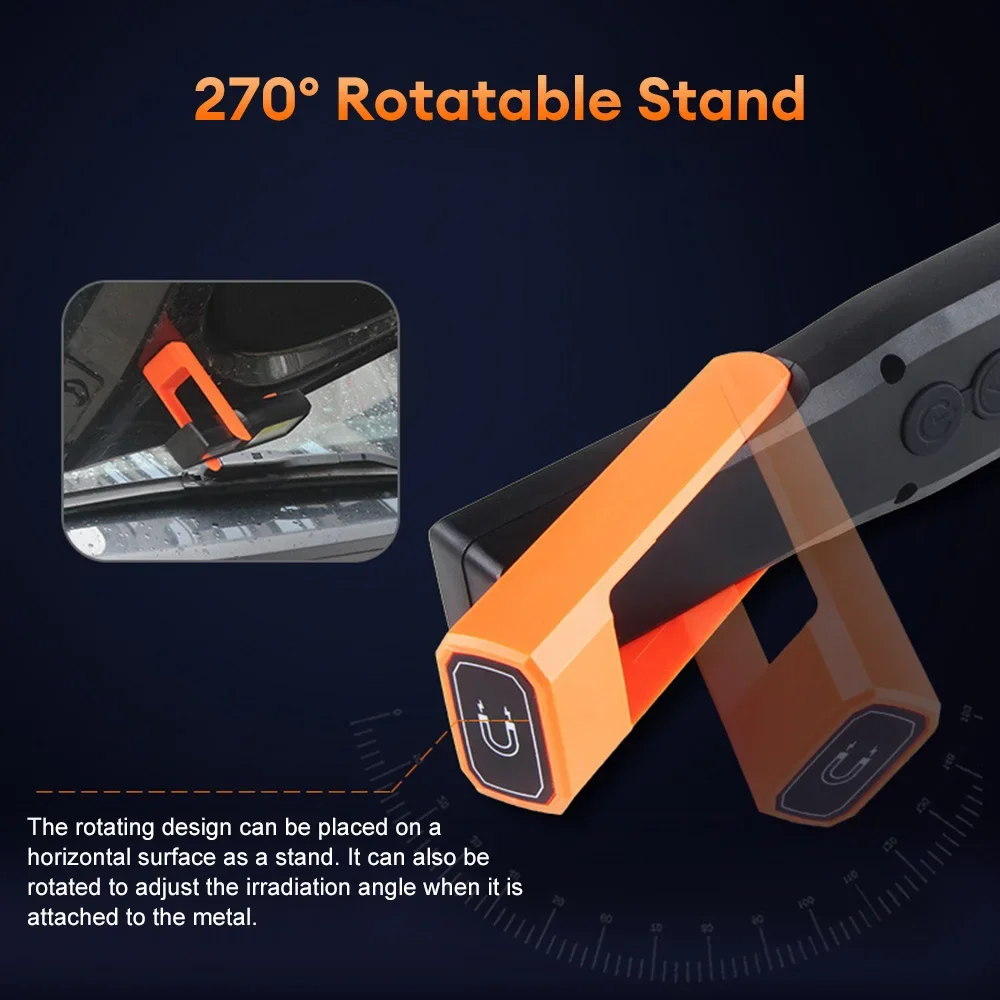 Portable COB LED Working Light Type-C Car Garage Mechanic Lamp Charging Flashlight Magnetic Torch Emergency Light Warning Light