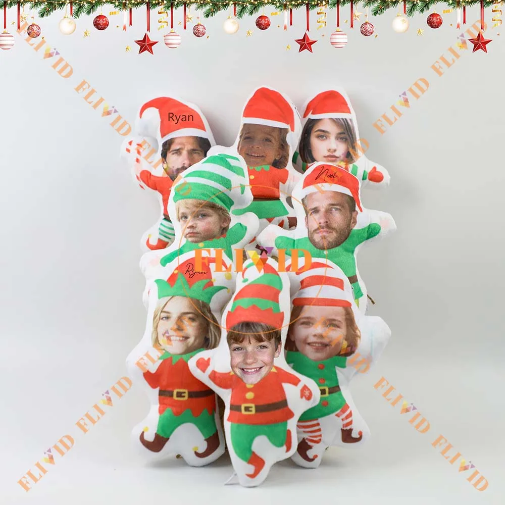 

Custom 3D Christmas Elf Portrait Photo Throw Pillow,Personalized Cartoon Printed Throw Pillow ,Funny Cushion Home Decor Gift
