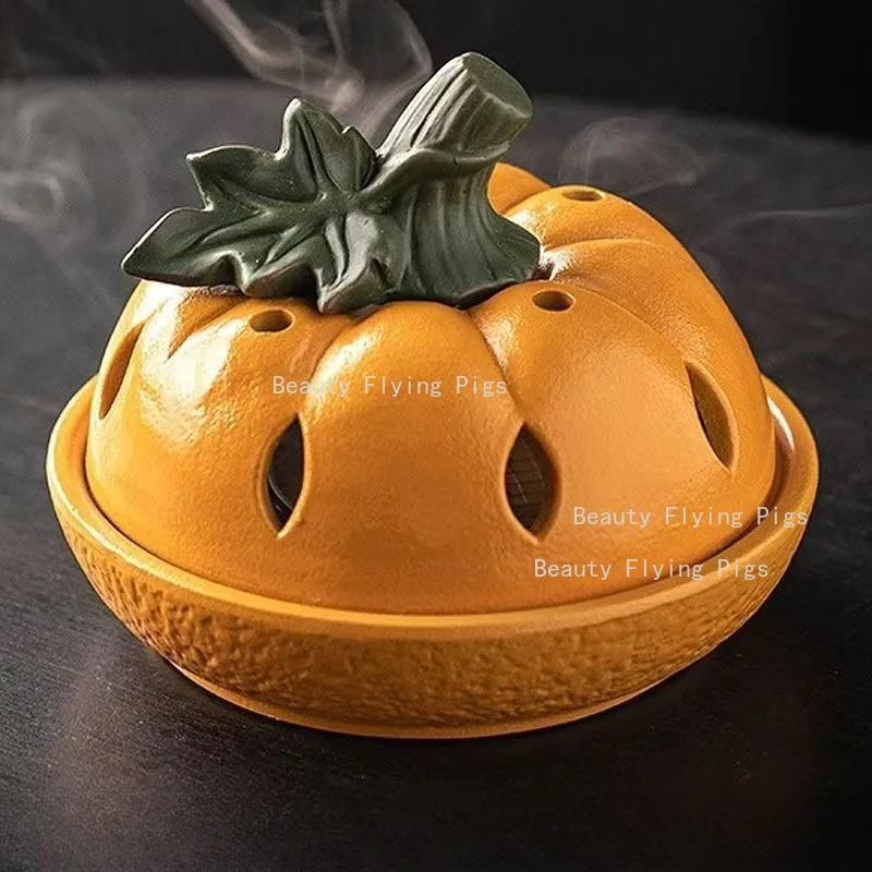 Ceramic Fruit Shaped Incense Burner Pineapple/Gourd/Pumpkin Incense Burner Chinese Style Ornaments Buddha Hall Incense Burner