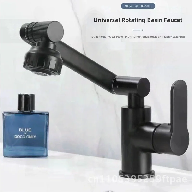 

Universal Mechanical Arm Faucet - Black/Grey Electroplated ABS Basin Tap Hot/Cold Water Modern Minimalist Style for Kitchen