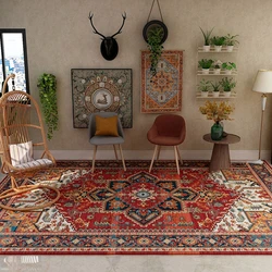American Retro Living Room Decoration Carpet Boho Bedside Rugs for Bedroom Large Area Non-Slip Mat Washable Lounge Rug Tapis
