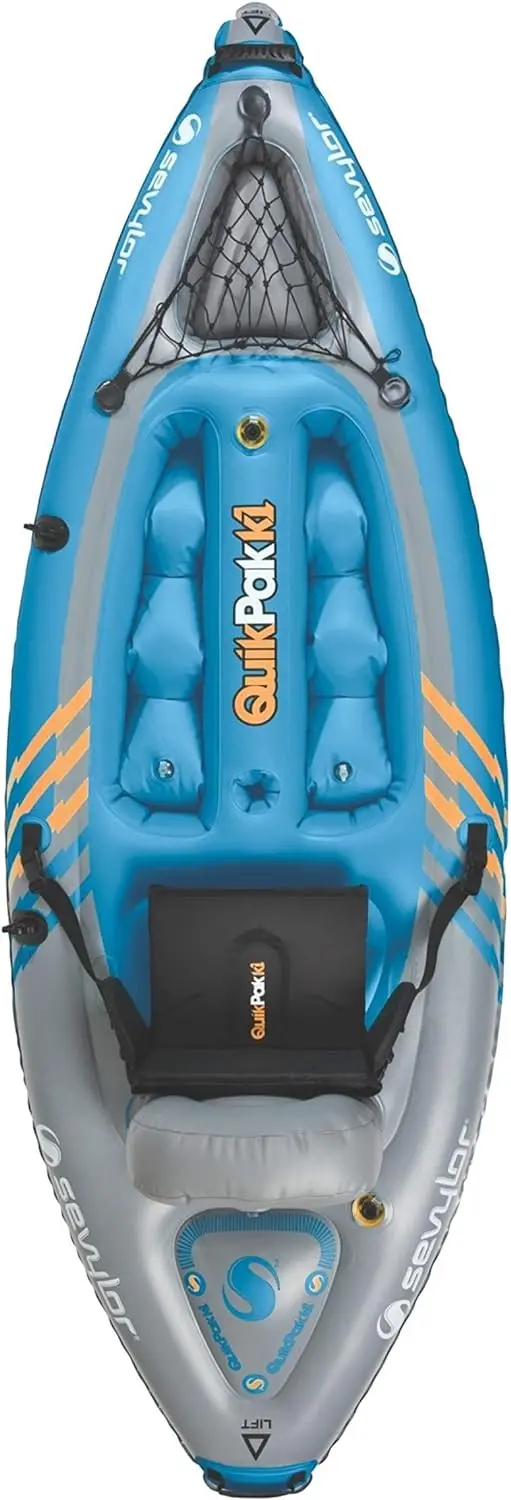 QuickPak K1 1-Person Inflatable Kayak, Kayak Folds into Backpack with 5-Minute Setup, 21-Gauge PVC Construction