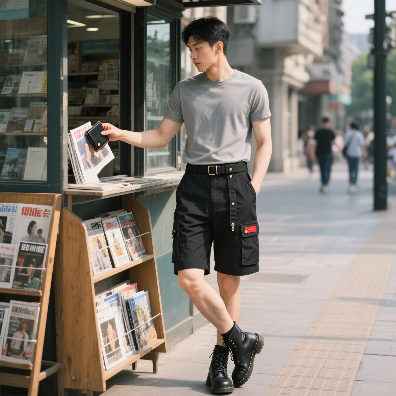 Celana Pendek Pakaian Kerja Multi Saku Pria, Celana Crop Kasual, Celana Pendek Kaki Lurus Longgar Luar Ruangan, Pakaian Pria Musim Panas Warna Solid