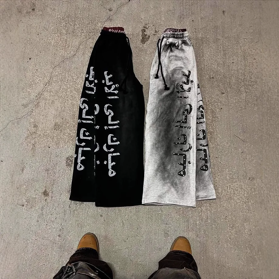 

Y2k Retro Rock cross-border new straight leg pants subculture fairycore Letter print street fashion loose unisex long pants emo