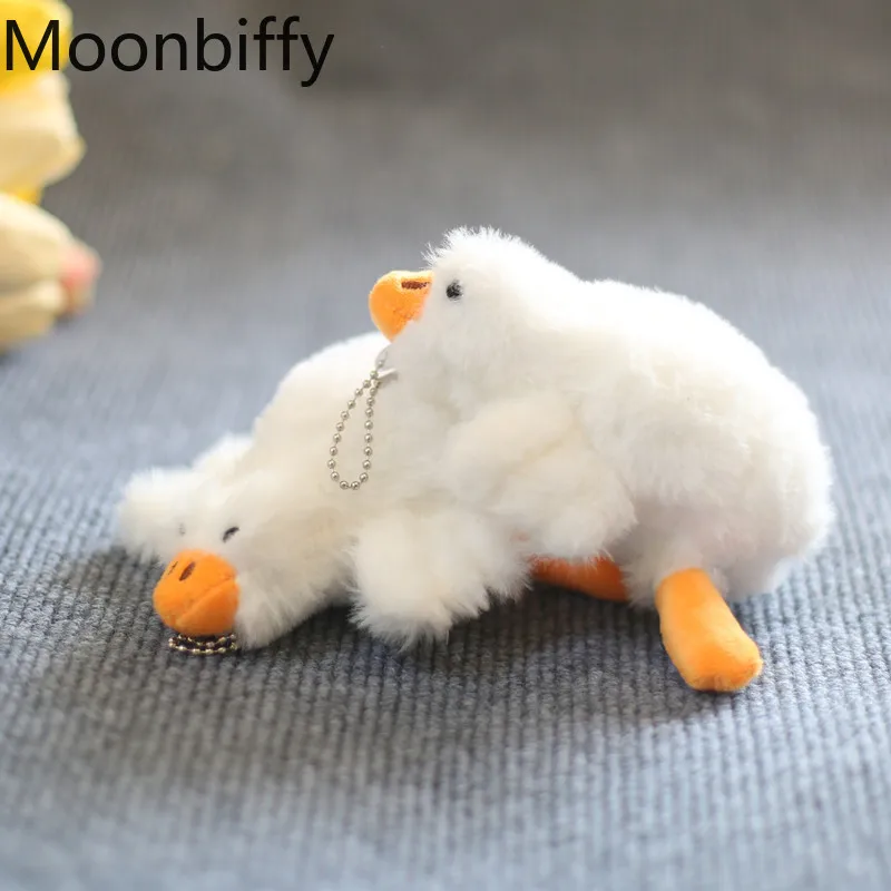 New Duck Plush Keyring Big White Goose Pendant Cloth Doll Soft Sleeping Pillow Plushies Toys Fluffy Dolls Keychain Cute Animal