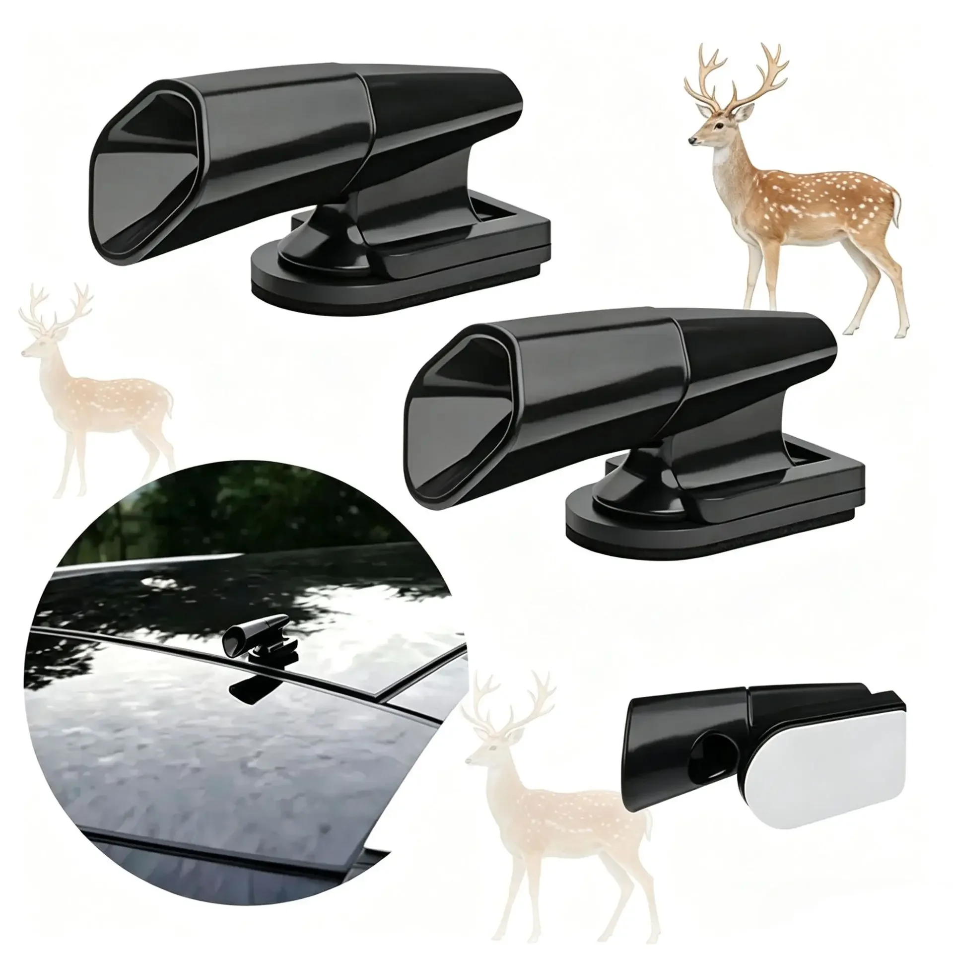 Universal Car Ultrasonic Deer Repeller, ABS Waterproof Animal Deterrent Whistle, Self-adhesive Wildlife Alert Device for Vehicle