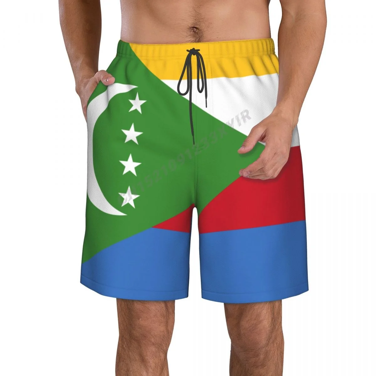 

Летние мужские пляжные брюки с флагом Comoros, шорты для серфинга, M-2XL, полиэстер, купальник для бега