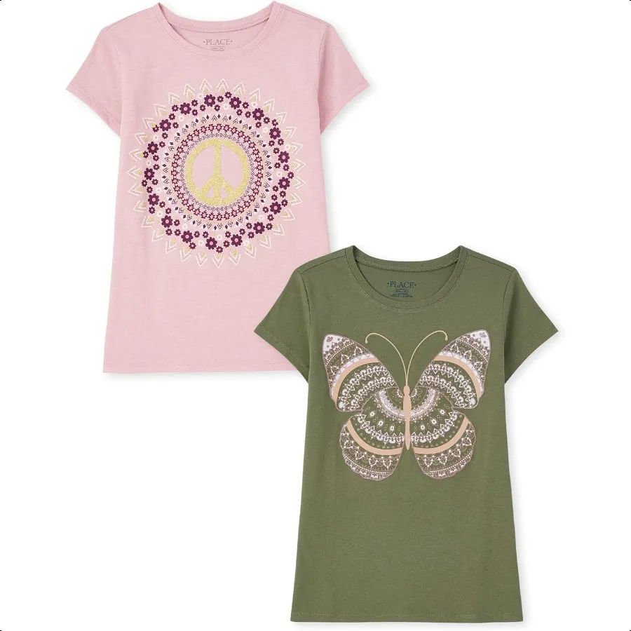 

The 's Place Girls' Butterfly Short Sleeve Graphic TShirts Multipack