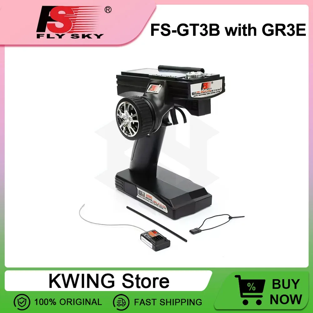 FlySky GT3B FS-GT3B 2.4G 3CH transmitter with FS GR3E Receiver RC System Gun Controller For RC Car Boat with LED Screen