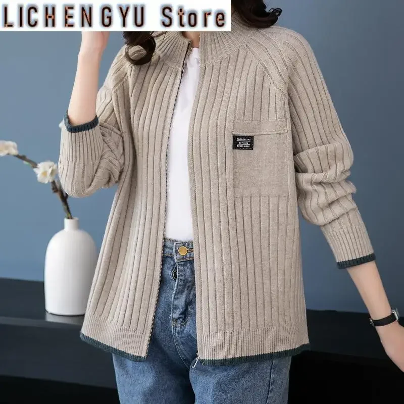 Autumn Winter Cardigan Sweater Jacket Women New Fashion Casual Loose Zipper Knitted Sweater Female Outerwear Ladies Tops 5