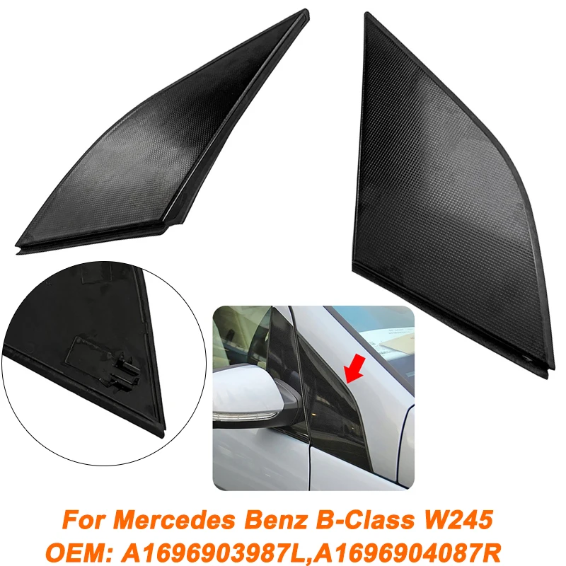 

1Pair Car Window Side Decorative Panel A1696904087 Rview Rear Mirror Triangle Plate Trim Cover For Mercedes Benz B-Class W245