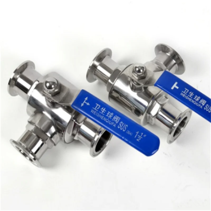 

Food Grade Tri Clamp 1.5" 2" 2.5" Ferrule O/D 50.5/64/77.5mm L/T Port 304 Stainless Steel 3 Way Ball Valve Homebrew Diary