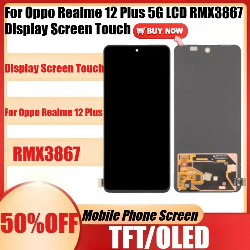 New TFT/OLED for Oppo Realme 12 Plus 5G LCD RMX3867 Display Screen Touch Digitizer Assembly Replacement Repair Parts
