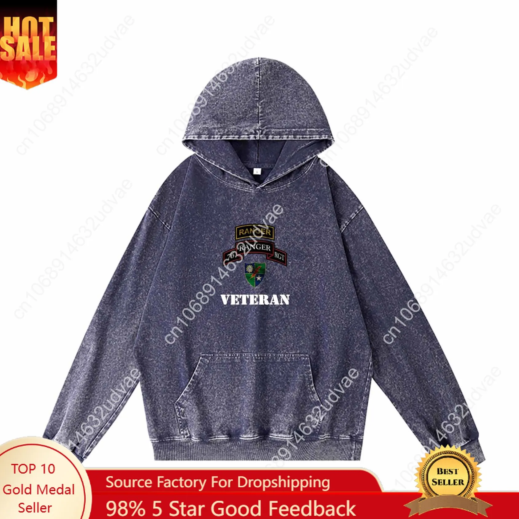 Army 75th Ranger Veteran Hoodies Retro Hooded Sweatshirt Man Woman Teenager Vintage Pullover Sweat Shirt with Customized Tops