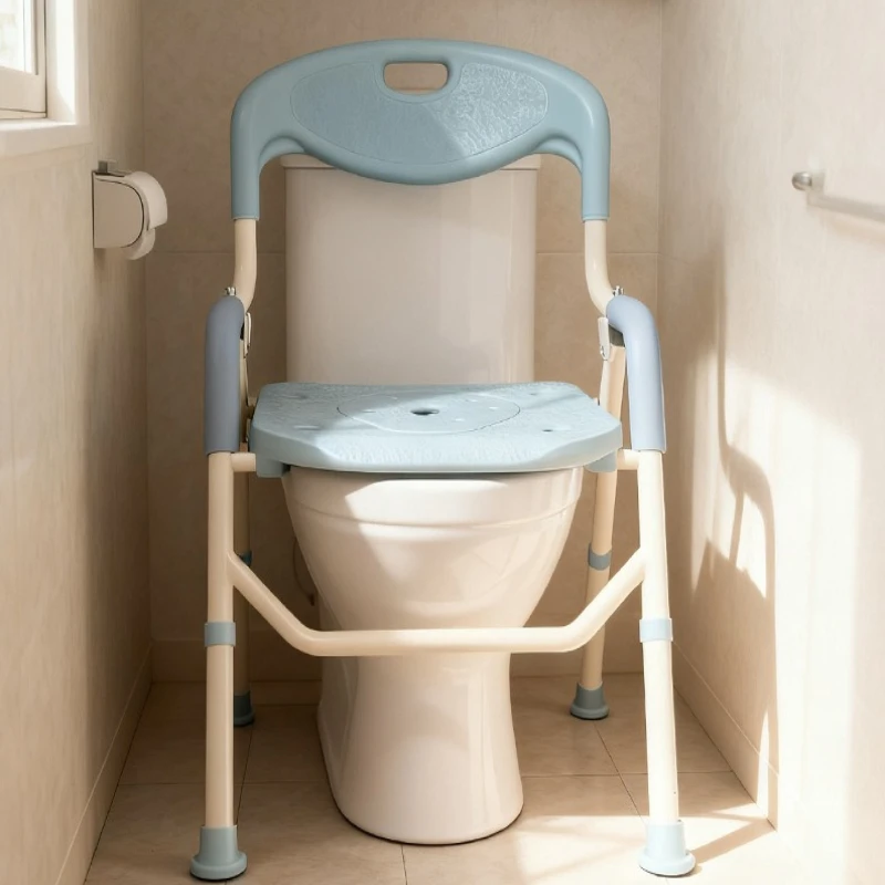 

Складное кресло для душа для беременных и пожилых людей, противоскользящее сиденье для унитаза со спинкой, регулируемая высота, устойчивая рама