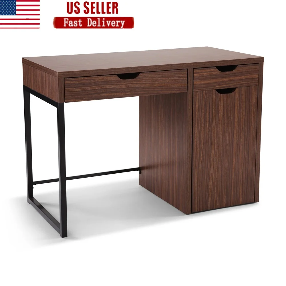 

Perkins Desk with File Storage and Metal Frame Perfect Home Office Laptop Workspace
