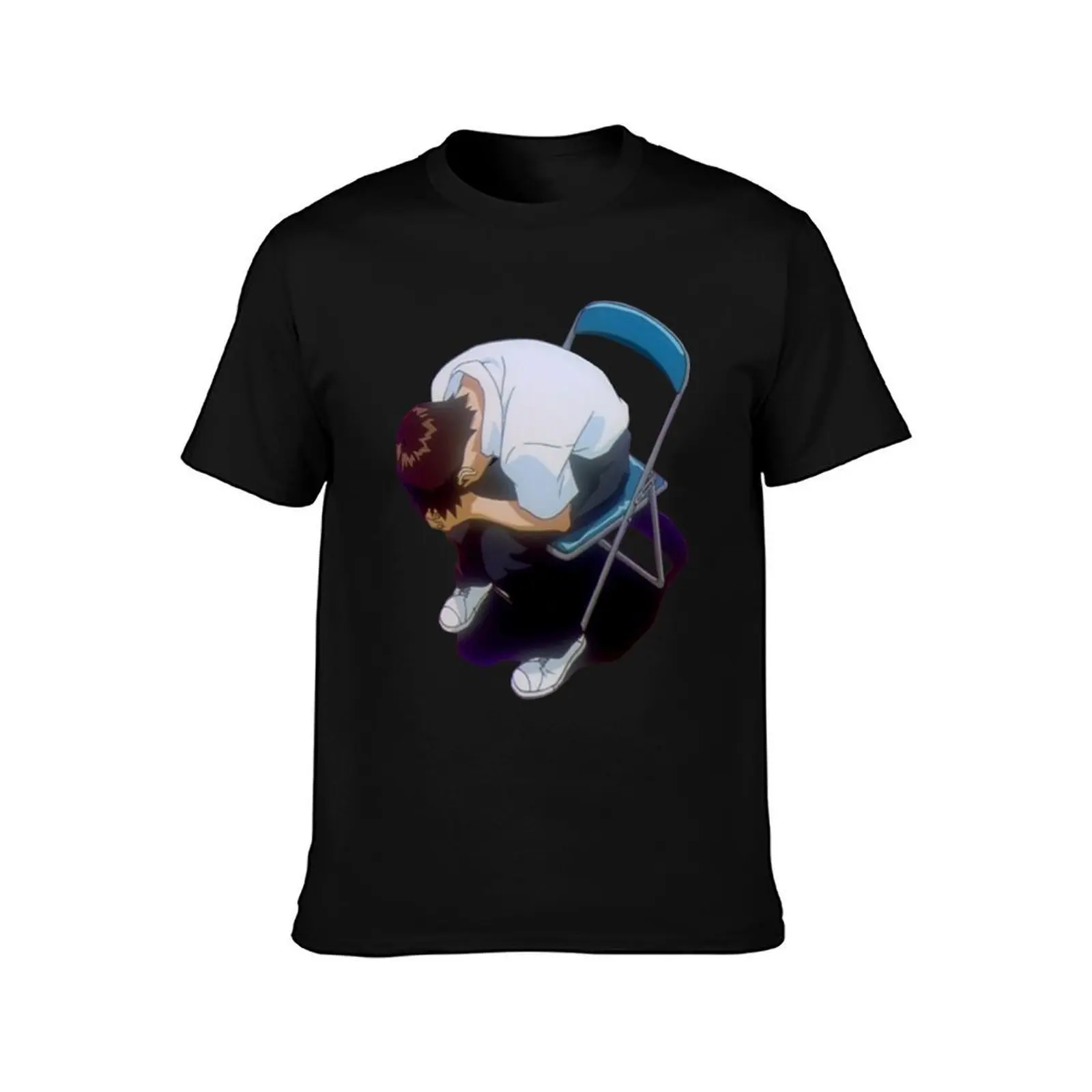 Shinji Chair T-Shirt, Summer Casual Cotton Tee, Oversized Streetwear Tops, Vintage Graphic Print, Loose Fit Short Sleeve