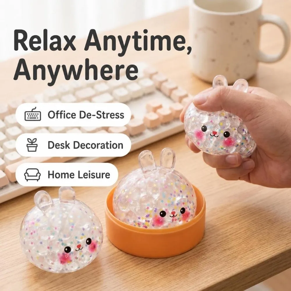 Glitter Rabbit Squeezable Soft Slow Resilience Stress Relief Sensory Ball Fidget Squeeze Decompression Dough Relaxation Tool