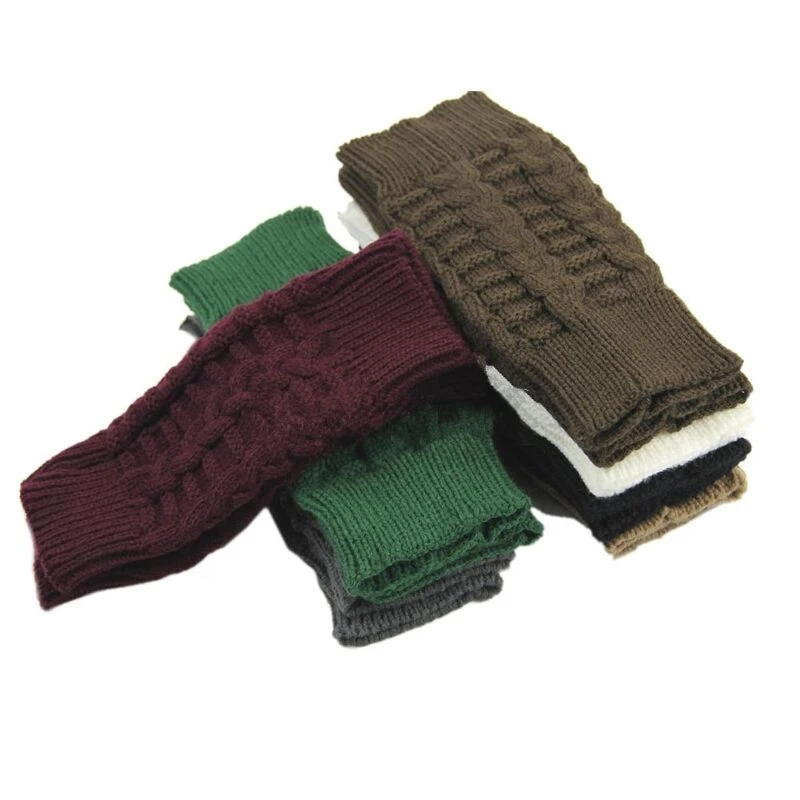 Moda Unisex hombres mujeres tejidos guantes de invierno sin dedos suave cálido tejido de lana brazo Flexible guantes de mano calentador de muñeca