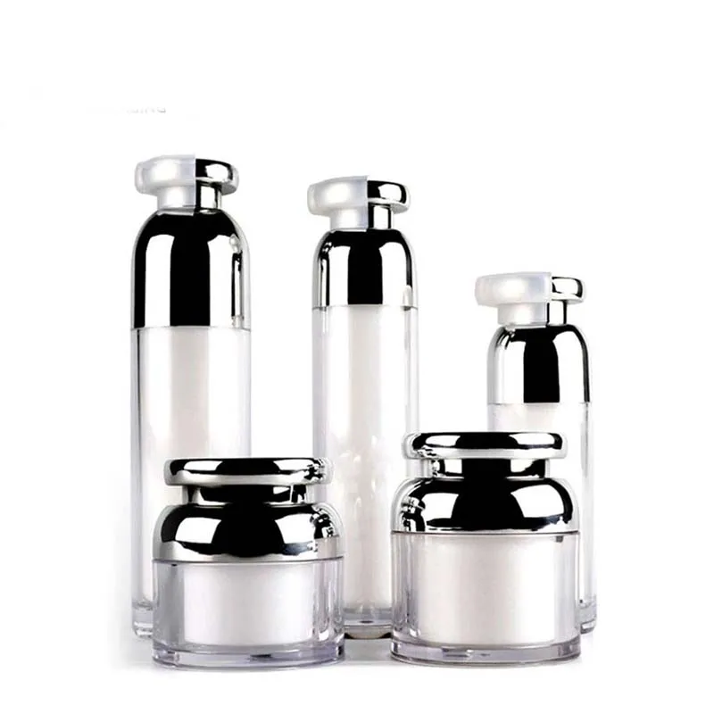 1PCS 15ml-100ml Cosmetic Jar Acrylic Lotion Cans Vacuum Emulsion Bottle Press Cream Pot Sample Vials Airless Makeup Container