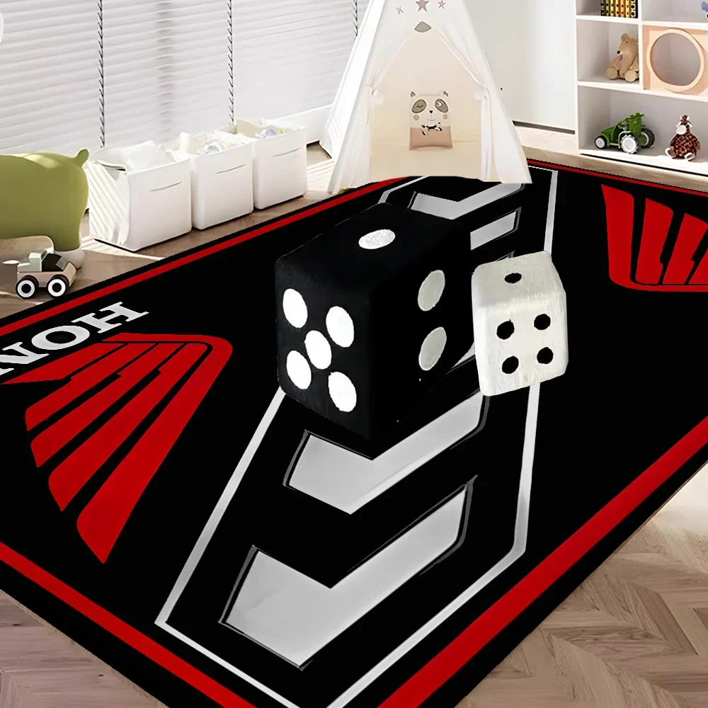 H-Hondas Black Wing Motorcycle Floor Mat INS Style Soft Bedroom Floor House Laundry Room Mat Anti-skid Household Carpets