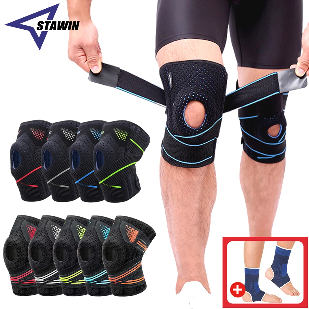 1 Pair Spring Support Running Knee Pads, Basketball Knee Brace Professional Sports Safety Knee Support Knee Pad Guard Protector