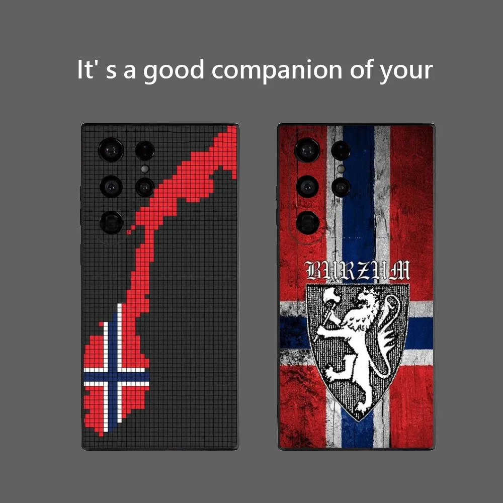 Luxury Norway Flag Phone Case For Samsung Galaxy S25 Ultra S22 S23 S24 Ultra S21 S20 5G Protective Soft Silicone TPU Funda