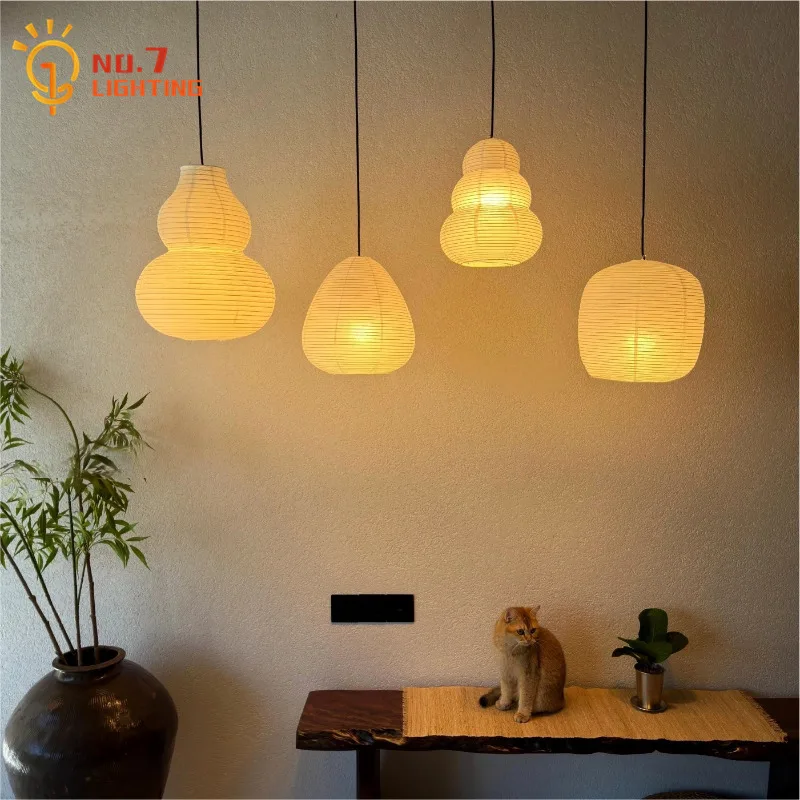 Japanse Design Akari Noguchi Yong Pendant Lights LED E27 Atmosphere Rice Paper Hanging Lamp Kids Room Cafe Homestay Living Room