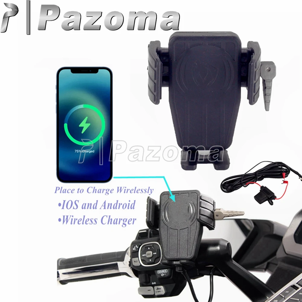 

15W Fast Wireless Smartphone Stand Charger Motorcycle Phone Holder Bracket For Honda Gold Wing GL1800 Tour DCT Airbag 2018-2021