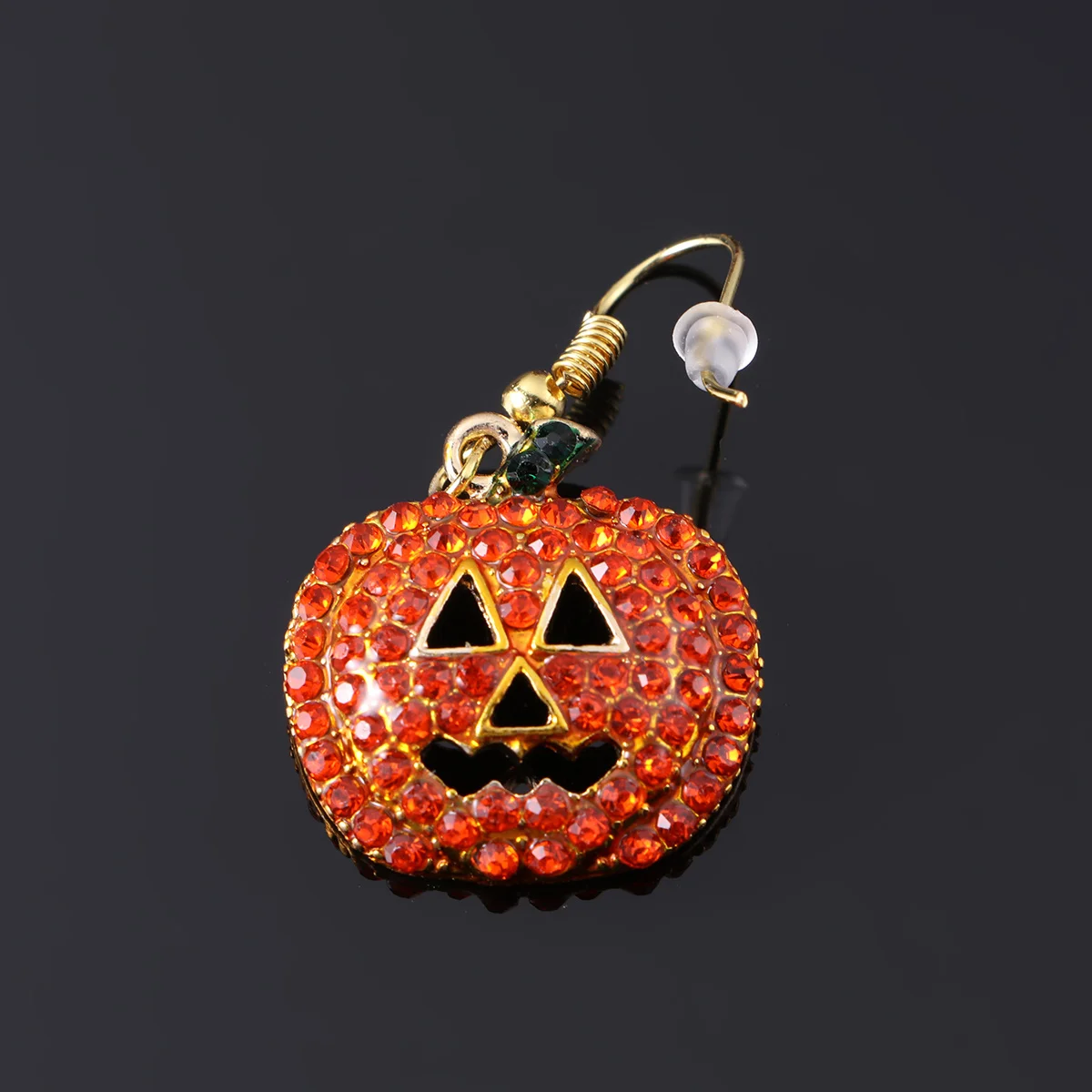 Anting Halloween Labu Merah Anting Kristal Hipoalergenik Wajah Tersenyum untuk Wanita Anak Perempuan Anting Hadiah Kencan Pesta