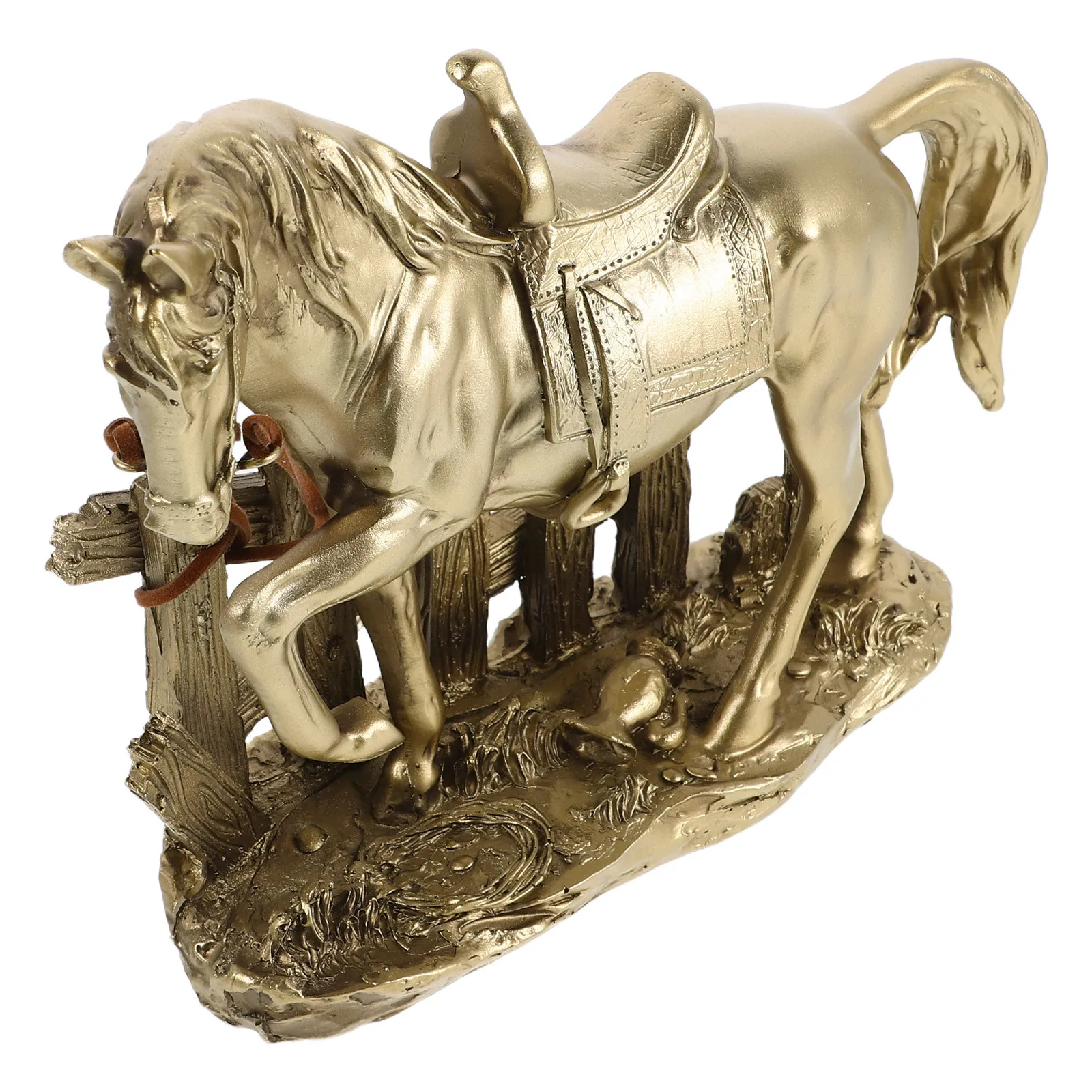 واقعية الدائمة الحصان الراتنج النحت الذهب لهجة الفن الزخرفية لمدخل غرفة المعيشة مكتب عرض الطاولة